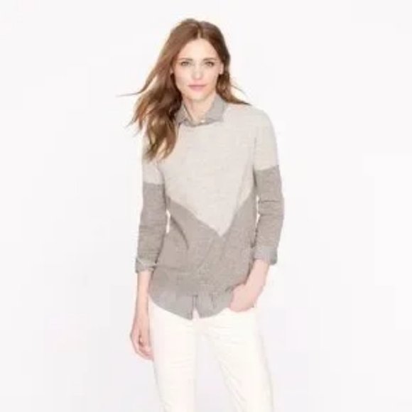 J. Crew Collection Italian Cashmere Gray Color Block Button Back Crew Sweater S - Picture 3 of 14